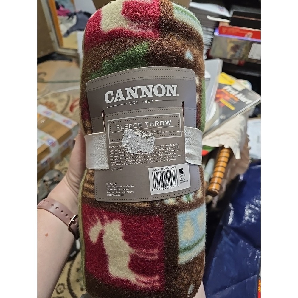 Cannon Fleece Throw 127 X 178 cm New Never Used Moose Pattern Color Brown Lodge